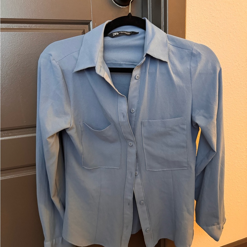 Zara Slate Blue Collared Shirt